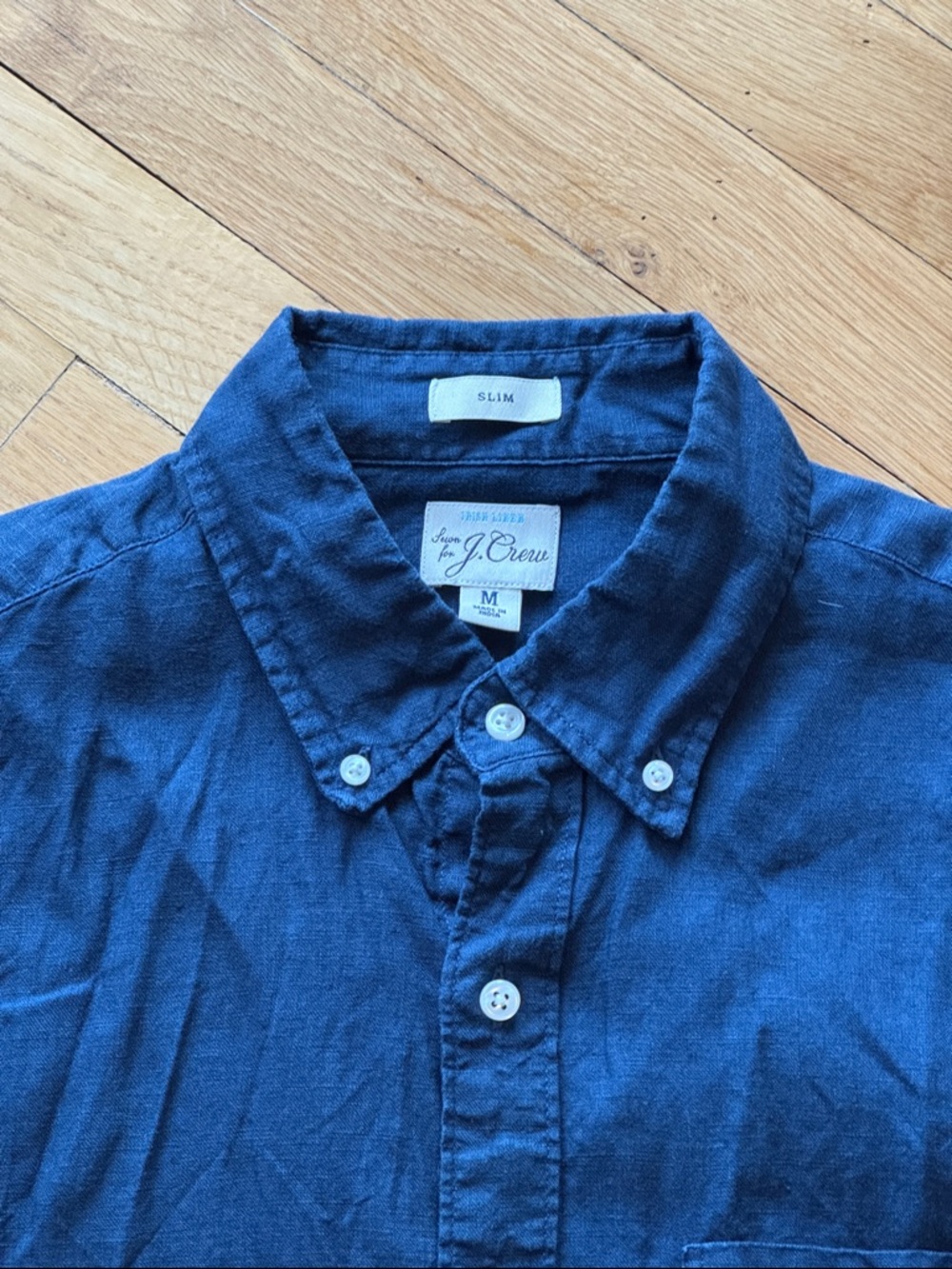 J. Crew Linen Navy Button-Down Long-Sleeve Shirt - Picture 5 of 7